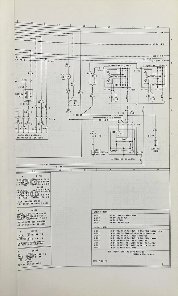 Lincoln Mark IV 1975 diagrama de cableado plegable esquema eléctrico 4 original 75 Foto 3 de 4