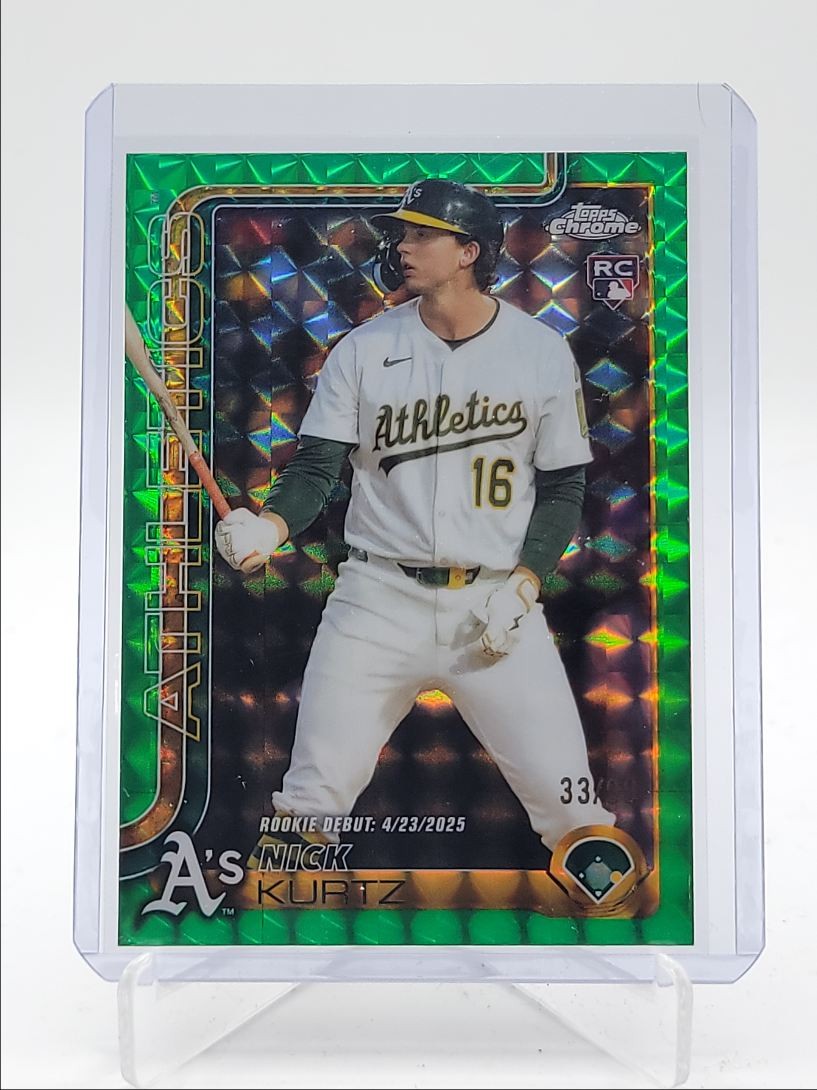 NICK KURTZ 2025 TOPPS CHROME UPDATE ROOKIE DEBUT GREEN GEOMETRIC RC /99 Q4450