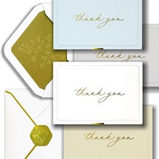 Gold foil thank you cards bulk with envelopes, 32-pack embossed blank