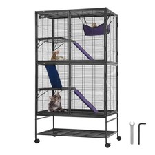 64.6" Rolling Metal Ferret Cage, Large 4-Tier Critter Nation Cage, Small A
