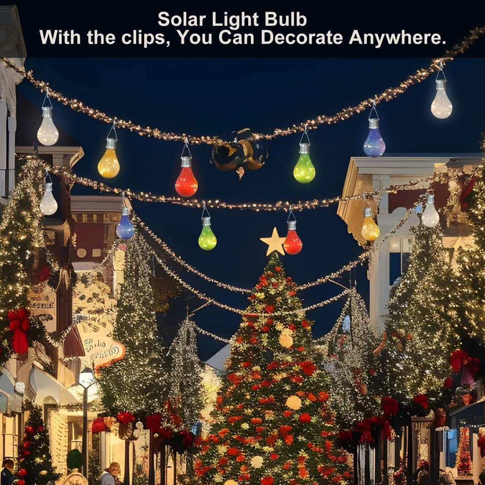 Cadena de luces LED solares para exteriores, paquete de 6 luces coloridas impermeables para patio... Foto 2 de 4