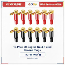 10pcs 4mm 90  Right Angle Banana Plugs Speaker Wire Connectors Red/Black