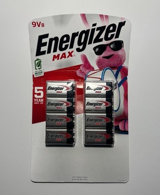 Sealed 8 Count Energizer MAX 9V Alkaline Batteries NEW Expiration Date 12/2029
