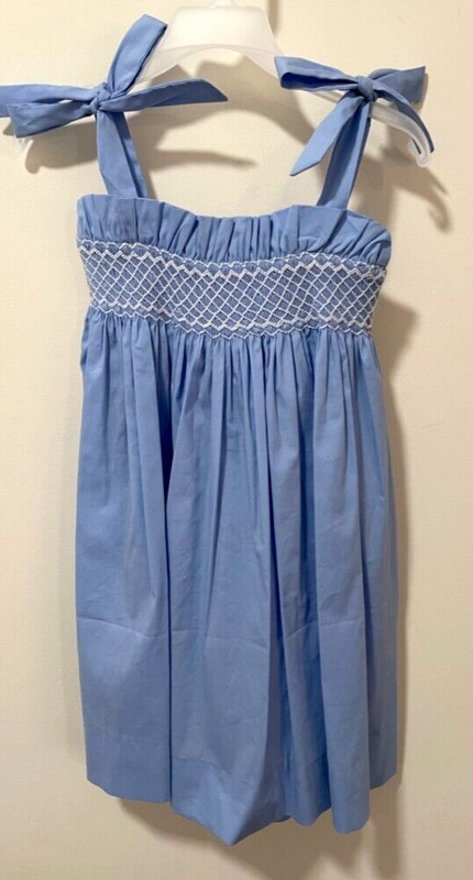 NWT Pleats & Stitches Smocked Bodice Tie Shoulder Dress Girl's Size 6
