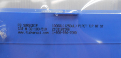 FisherBrand SureGrip 02-100-510 1250ul Pipet Tips 96/Rack - 7 Racks = 672 TIPS