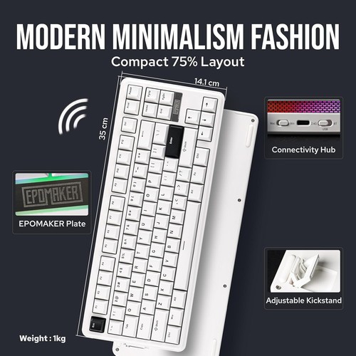 EPOMAKER TH85 QMK/VIA Mechanical Gaming Keyboard, BT/2.4Ghz Wireless, RGB, P1 - Picture 3 of 8