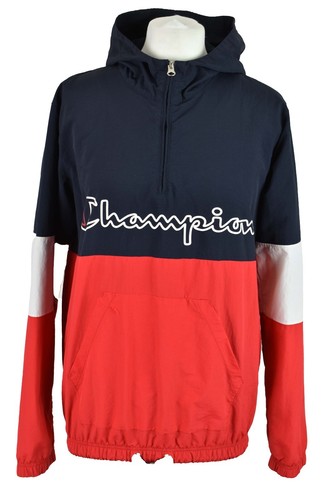 CHAMPION Red Windbreaker Jacket size S Boys Half Zip Pullover Outdoors Outerwear