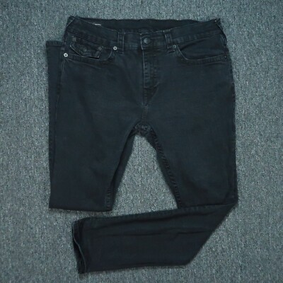 True Religion Jeans Men 38x33 Black Rocco Relaxed Skinny Five