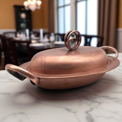 Solid Copper Gregorian Covered Chafing Dish (No Glass Insert) Made In The USA