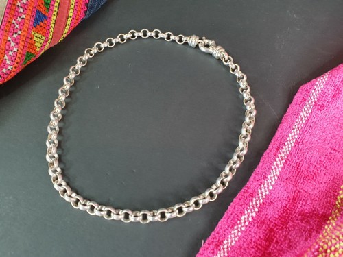 Vintage Rolled Silver Choker Chain Necklace Unisex …beautiful accent piece - Picture 5 of 8