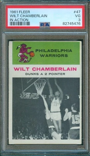 1961-62 Fleer WILT CHAMBERLAIN In Action Dunks #47 Philadelphia Warriors PSA 3