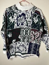 Vintage 90s Sweater Cut 4 U Womens Cottagecore Floral Grannycore Knit One Size