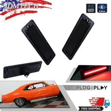 2pcs Smoked Lens Rear Red LED Side Marker Corner Lights For 1970-1974 Chevy Nova