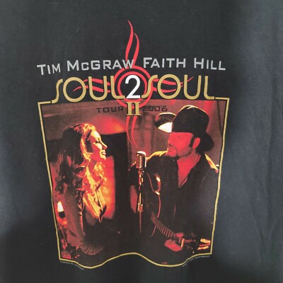 Tim McGraw Shirt Adult Extra Large Black Concert Faith Hill Soul 2 Soul Mens