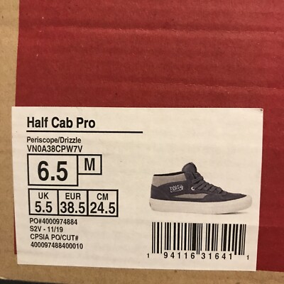 VANS Half Cab Pro Mens Sz 6.5 Womens 8 GrayGrey White  display picture 1