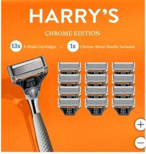 Harry's Chrome Edition Razor Set - Includes Chrome Handle and 13 Cartridges