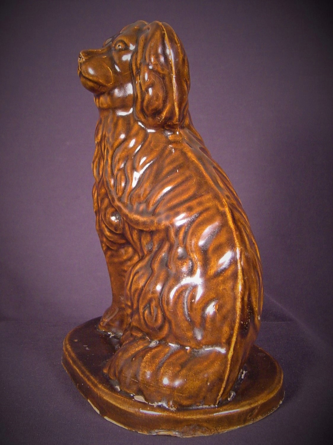 VERY RARE 1800s LARGE AMERICAN DOOR STOP SPANIEL DOG ROCKINGHAM YELLOW