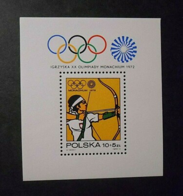 POLONIA,POLAND, POLSKA, 1972 ''Olimpiadi Monaco'' 1v. in foglietto BF MNH**