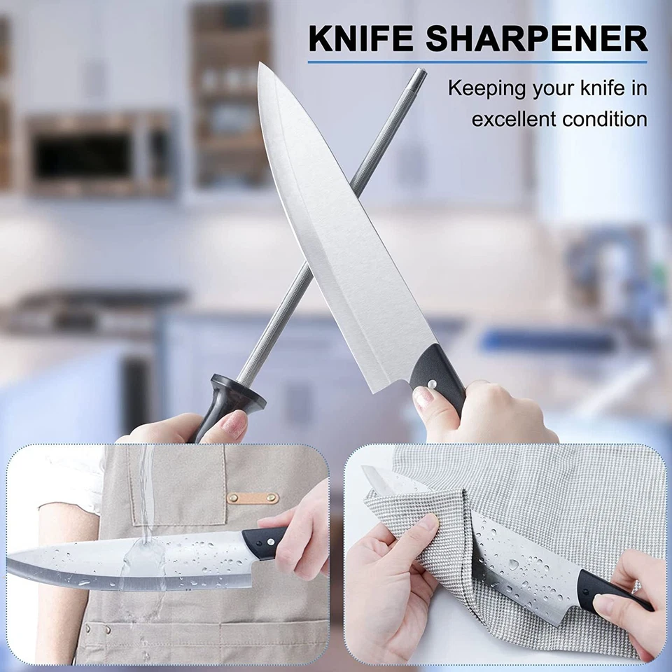 Juego de cuchillos con bloque, LapEasy 15 piezas juego de cuchillos de cocina con soporte de bloque de pino Foto 4 de 4