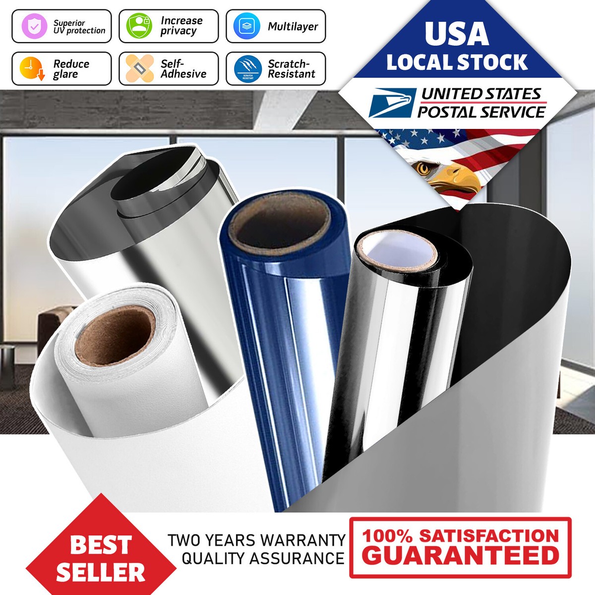 One-Way Mirror Window Film Heat UV Reflective Privacy Tint Foil 