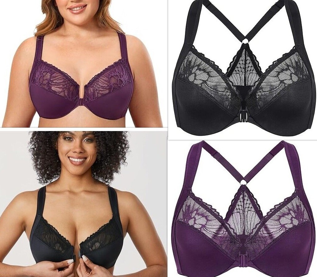 AISILIN Women's Front Closure Bra, Racerback Plus Size Full
