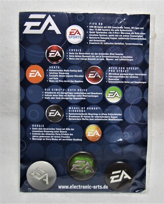 EA Electronic Arts 3 Pins Anstecknadeln Button Videospiele Games Promo - NEU