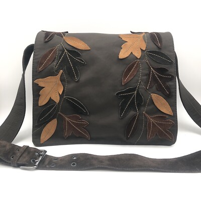 Vintage Braccialini Crossbody Shoulder Bag Made In Italy Suede Strap Embroidered
