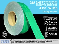 3M 3437 EGP PRISMATIC REFLECTIVE TAPE, GREEN, 4.00” WIDE, SOLD BY THE YARD!