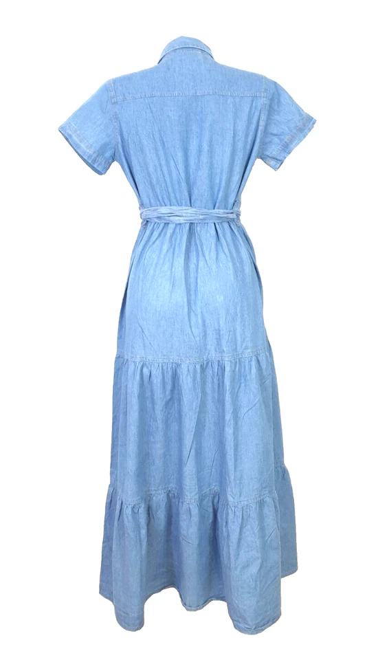 K49) C&C California Sommerkleid Maxi Kleid Jeanskleid Gr. S Blau - Bild 2 von 4