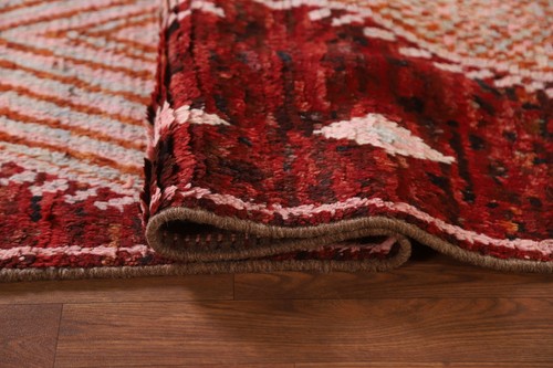 Burgundy Moroccan Oriental Runner Rug 3x10 Wool Hand-knotted Hallway Carpet - Picture 11 of 18