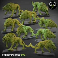 9 Fenrir Sons, Ogre Wolves, 3D Printed ClayBeastCreation