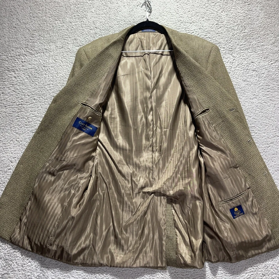 Chaqueta Blazer Deportivo Club Room Para Hombre Marrón Talla 42R 3 Botones Mezcla Lana Cachemira Foto 2 de 4