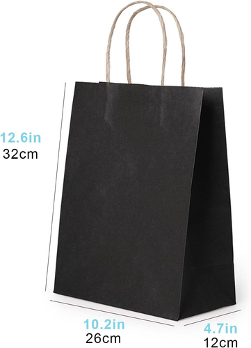 50 Pack Large Black Paper Gift Bags with Handles, for Retail Parties Holidays Bu - Picture 3 of 12