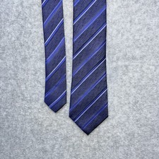 Marc Anthony 100 Silk Men  s Neck Tie, Black Blue and White Striped