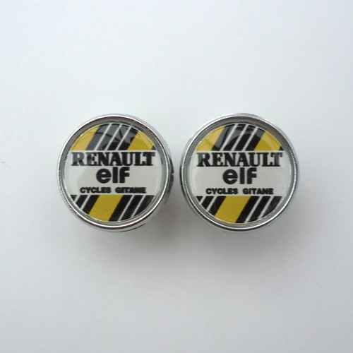 Vintage Style, 80s, Renault Elf Team, Chrome Racing Bar Plugs, Caps, Repro - Picture 4 of 4