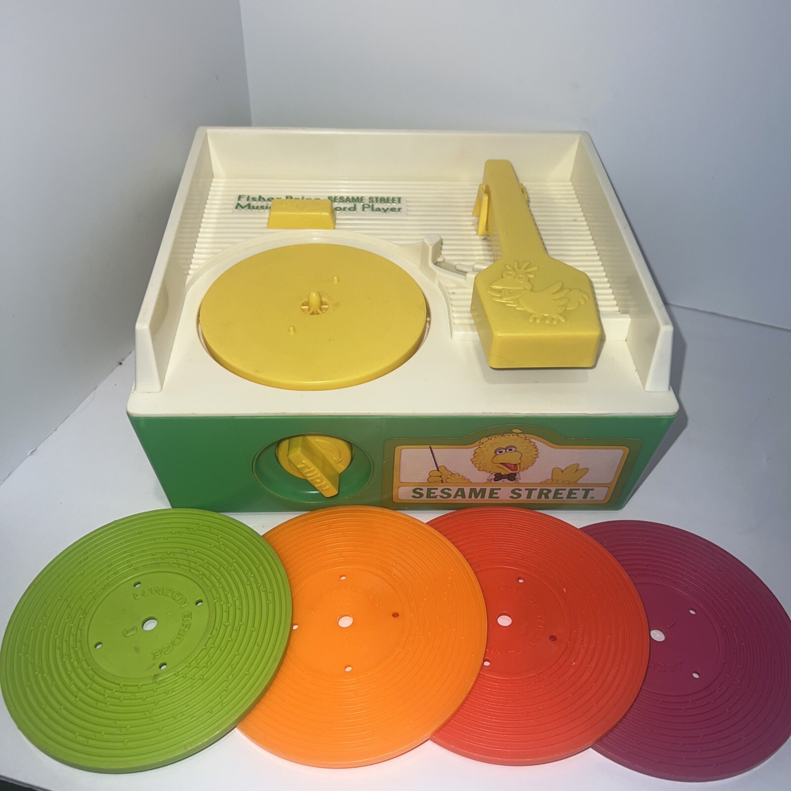 Vintage 1984 Fisher Price Sesame Street Music Box Record Player With 4