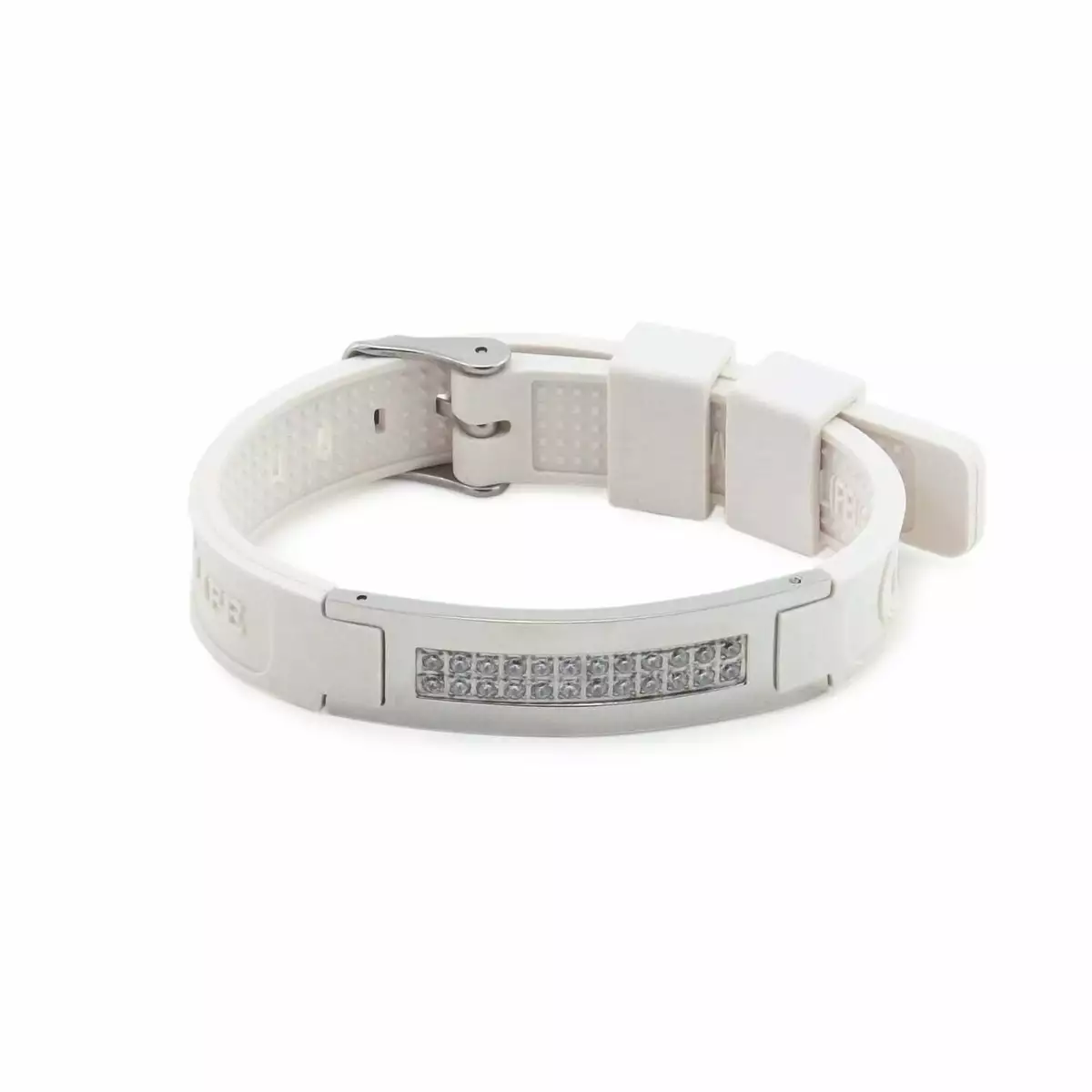 Magical White Silicone Negative Ion Bracelet 24 Swarovski Crystals