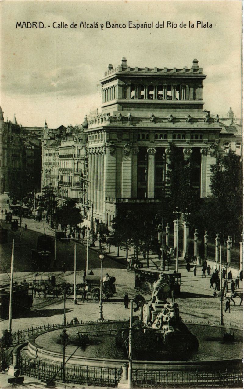 CPA España Madrid - Calle de Alcalá, Banco Español de Río de la Plaza (281926)