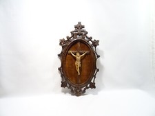 ANCIEN CADRE RELIGIEUX FORET NOIRE BOIS SCULPTE CRUCIFIX CHRISTIANISME RELIGIOUS
