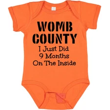 Inktastic Womb County I Just Did 9 Months On The Inside Baby Bodysuit Funny Cute