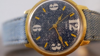 Vintage 1978 Timex Denim Dial Mechanical Manual Wind Watch - Ref 26163 02478