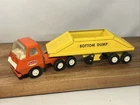 Vintage Tonka Yellow Bottom Dump Truck and Trailer #55010 1970s Pressed Steel