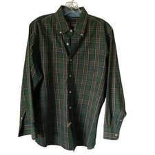 Chaps Shirt Medium Mens Long Sleeve Button Down Plaid Green Red Blue M