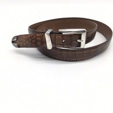 Onyx By Brighton 15407 Leather Belt Silver Brown Croc Embossed Men's Size 42