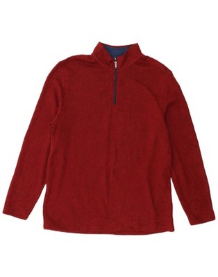 Izod Herren Zip Neck Sweatshirt Pullover XL rot gefleckt Polyester JP10