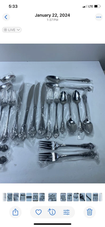 EKCO ETERNA CUSTOM STAINLESS FLATWARE French ROSE PATTERN 24 Pieces - Image 3 of 4