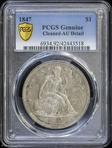 1847 $1 Seated Liberty Silver Dollar PCGS AU Detail