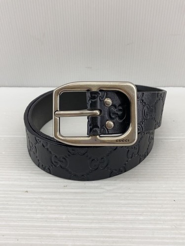 GUCCI GG pattern belt/leather/BLK/allover pattern/men's//