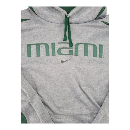 Nike Miami Hurricanes Therma-Fit Hoodie XL Gray Green Pullover NCAA - Picture 3 of 16