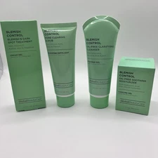 Global Beauty Blemish Control Skin Care 4pc Cleanser Scrub Treatment Moisturizer